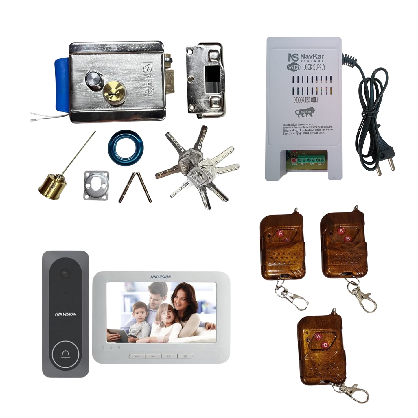 Combo-CN219 Electronic Door Lock+ WiFi Power Supply + 3 Remotes with Video Door Phone (VDP DS-KIS205T 7-inch)
