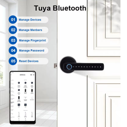 FPHL-900 Navkar Systems Intelligent Tuya App Handle Fingerprint Lock High Security Password Electronic Smart Door Lock