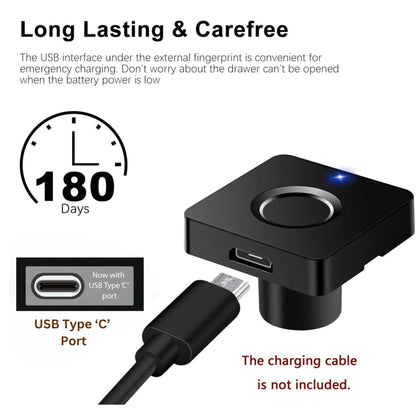 NAVKAR SYSTEMS Fingerprint Lock for Drawer & Cabinet Smart Lock with Emergency USB Power Input for Home, Cabinet, Drawer, Box, Locker