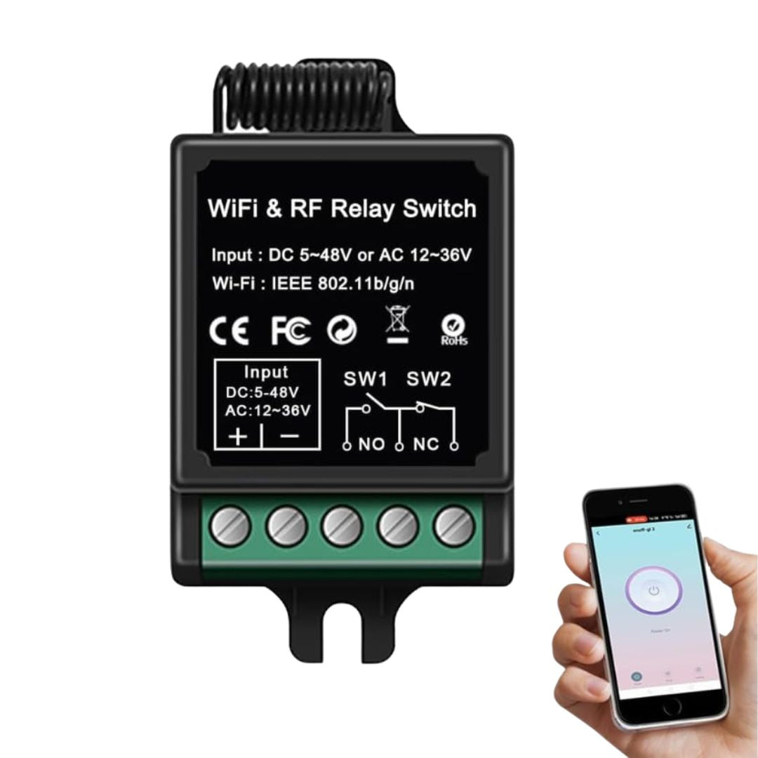 Navkar Systems TYBX-12 WiFi Relay Switch 12V for Electric Locks | for Light Switch, Electric Strike Lock