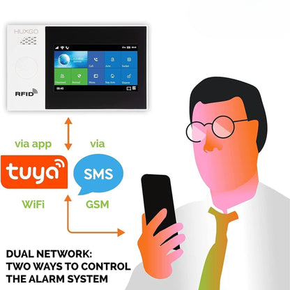 NAVKAR SYSTEMS Tuya WiFi Alarm System 4.3 Inch Screen Home Burglar Motion Detector WiFi & GSM Alarm System