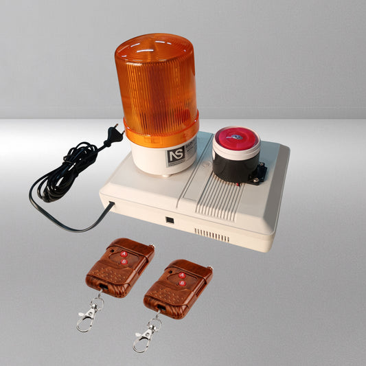 Navkar Systems Remote Control Alarm Kit – Old Age People Panic Alarm Button|Emergency Strobe Light, Sound and Light 360° | All‑Round Coverage Equipment Warning Light Alarm with Two Remote