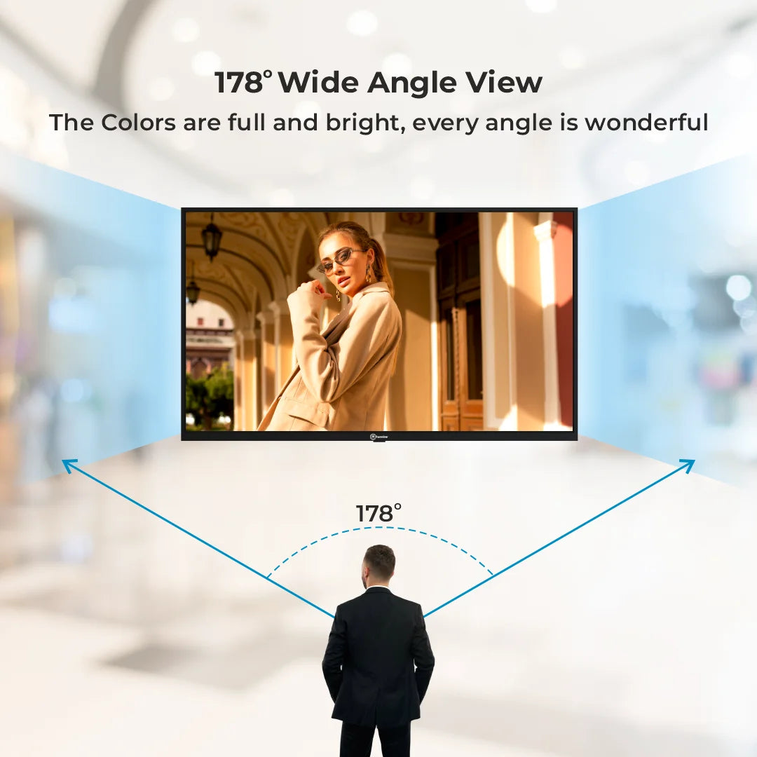 T291095-A E Series 43 Inch Wall Mount Digital Signage Display | Android 9 | 2GB RAM + 16GB ROM | HDMI Input | 350 Nits Brightness | Non-Touch | Indoor Commercial Display