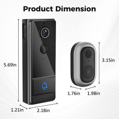 Smart Video Doorbell, 2.4G WiFi APP Remote Monitoring 2-Way Talk 120° Wide-Angle Lens, IP65 Waterproof with 4000mAh Battery for Home Security