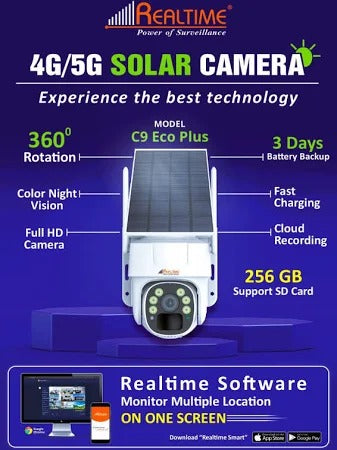 C9 Eco Plus Realtime Solar 4g/5G Ptz Camera for outdoor application