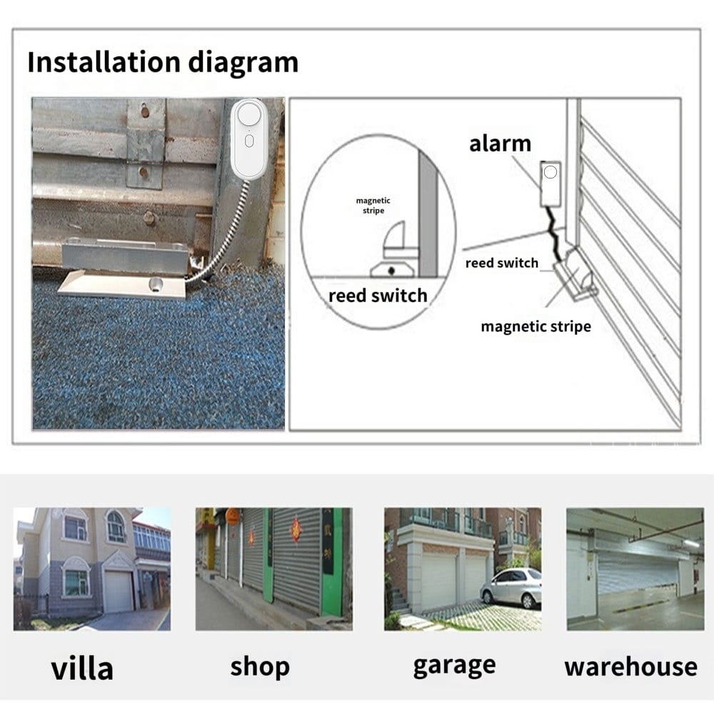 SH-AL Wireless 433MHz Roller Shutter Garage Gate Alarm System Portable Magnetic Detector Thick Switch Anti-Theft Security for Rolling
