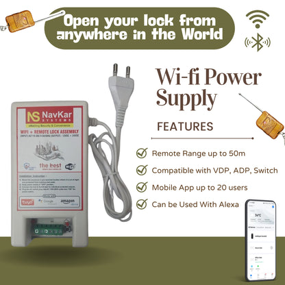 Combo-CN221 Electronic Door Lock+ WiFi Power Supply + 3 Remotes with Video Door Phone (VDP DS-KIS204 7-inch)