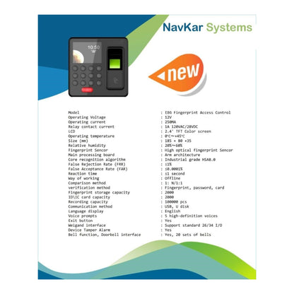 Biometric Attendance & Access Control System with EM Lock & Push Button