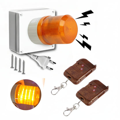 Remote Control Alarm Kit – Old Age People Panic Alarm Button | SF-2T Emergency Strobe Light, Sound and Light 360° | All‑Round Coverage Equipment Warning Light Alarm Lamp, 2 Remotes