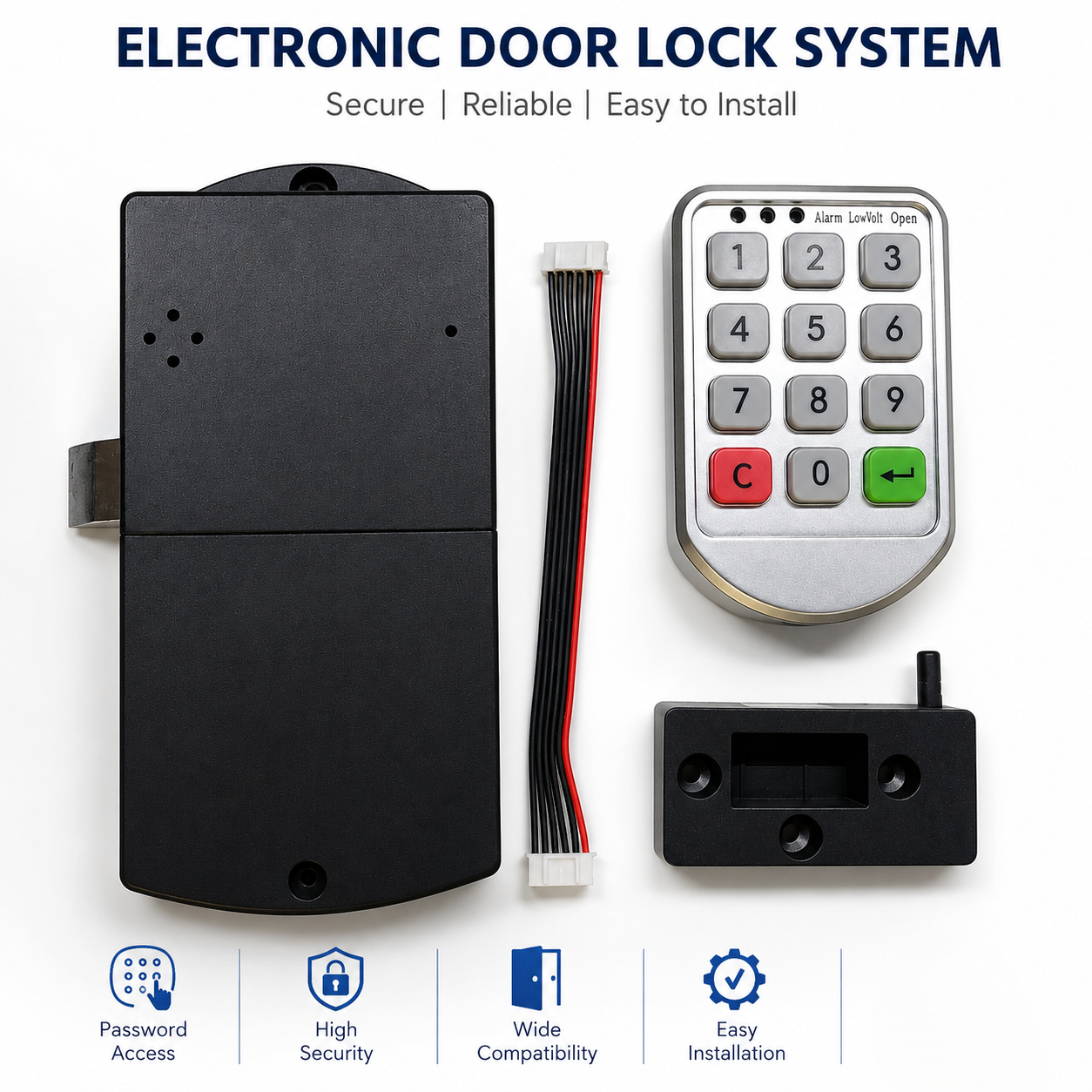 PNCL-100 Electronic Digital Password Lock Digital Key Pad Numbers Door Lock Combination Drawer Lock for Wood Cabinet Code Password Locks