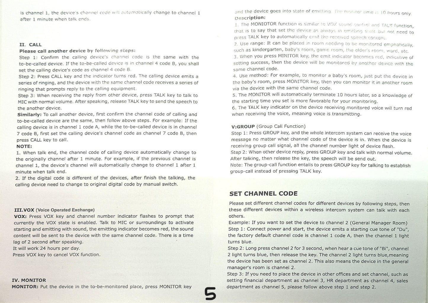 5280 Feet Range 4 Units Set Intercoms FM Wireless Home Intercom System for House Business Office Room to Room Communication Intercom System