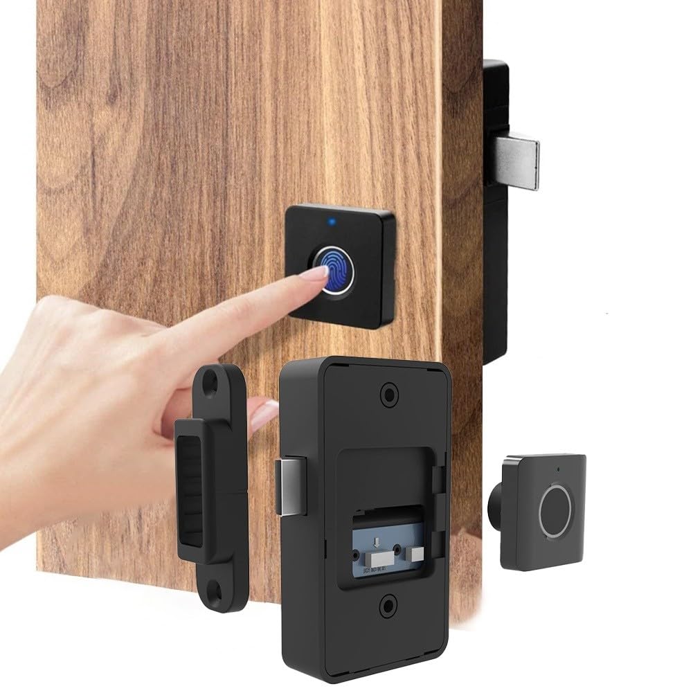 Fingerprint Drawer Lock - Pack of 3 | Keyless Drawer Lock with 20 Unique Fingerprint Access | Ideal for Home/Office | Suitable for Drawers/Desks/Cabinets I Door Thickness - 15-24mm