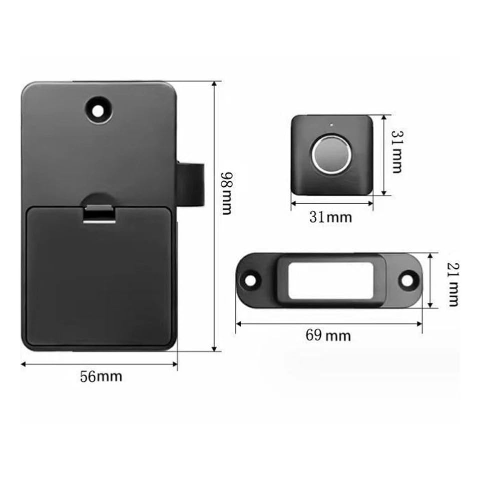 Fingerprint Drawer Lock - Pack of 3 | Keyless Drawer Lock with 20 Unique Fingerprint Access | Ideal for Home/Office | Suitable for Drawers/Desks/Cabinets I Door Thickness - 15-24mm