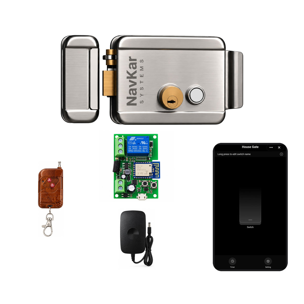 Navkar Combo-CN14 Wi-Fi Rim Lock with TYP-12 Controller