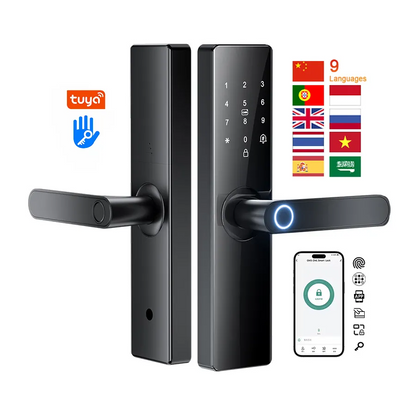 SBL-10 Smart Wooden Handle Door Lock with 5-Way Unlocking | Fingerprint | Pincode | Mobile App| Mechanical Key | OTP Access |Stainless Steel Mortise