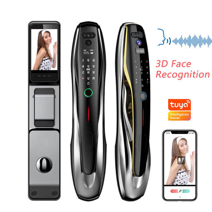 SLZ-1 Automatic Tuya Wifi Smart Door Lock Camera Key Card Cloud Data Aluminium Wood Doors Face Recognition Smart Lock