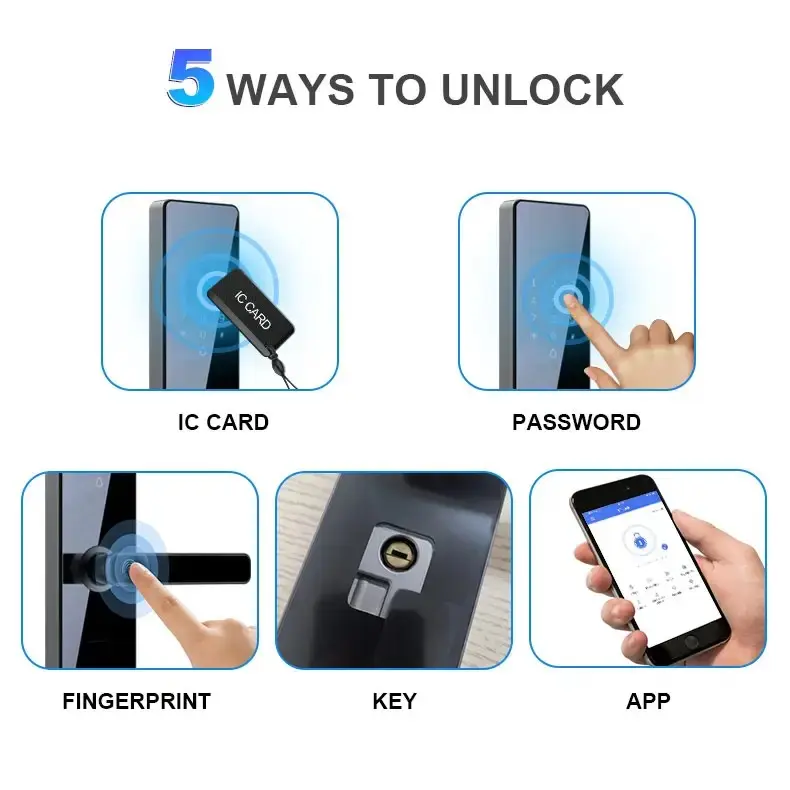 SBL-10 Smart Wooden Handle Door Lock with 5-Way Unlocking | Fingerprint | Pincode | Mobile App| Mechanical Key | OTP Access |Stainless Steel Mortise