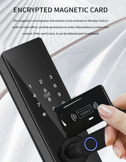 SBL-10 Smart Wooden Handle Door Lock with 5-Way Unlocking | Fingerprint | Pincode | Mobile App| Mechanical Key | OTP Access |Stainless Steel Mortise