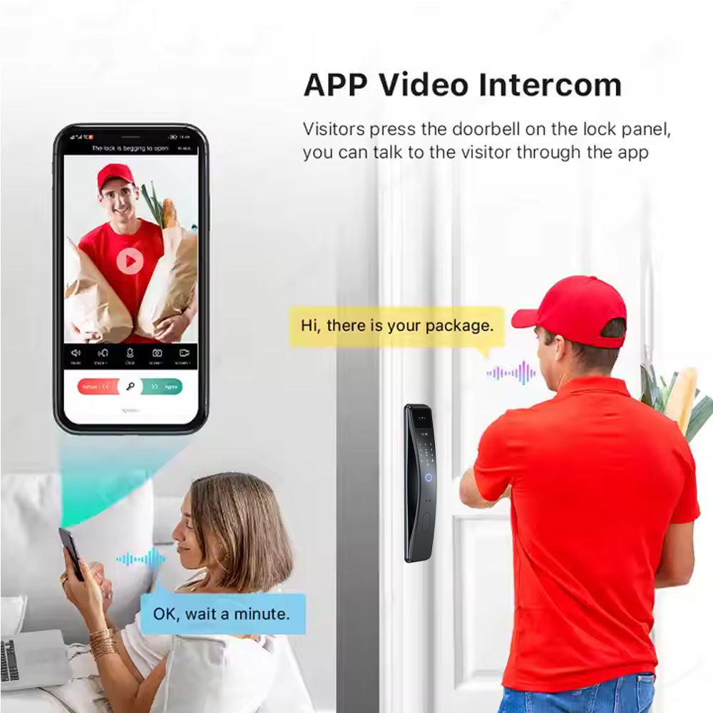 SLX-1 Face Recognition + Fingerprint + Password + Temporary Password + IC Card + Mechanical Key + Remote Unlocking + APP Grey Smart Door Lock