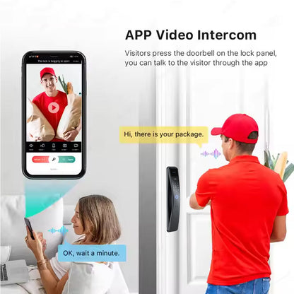 SLX-1 Face Recognition + Fingerprint + Password + Temporary Password + IC Card + Mechanical Key + Remote Unlocking + APP Grey Smart Door Lock