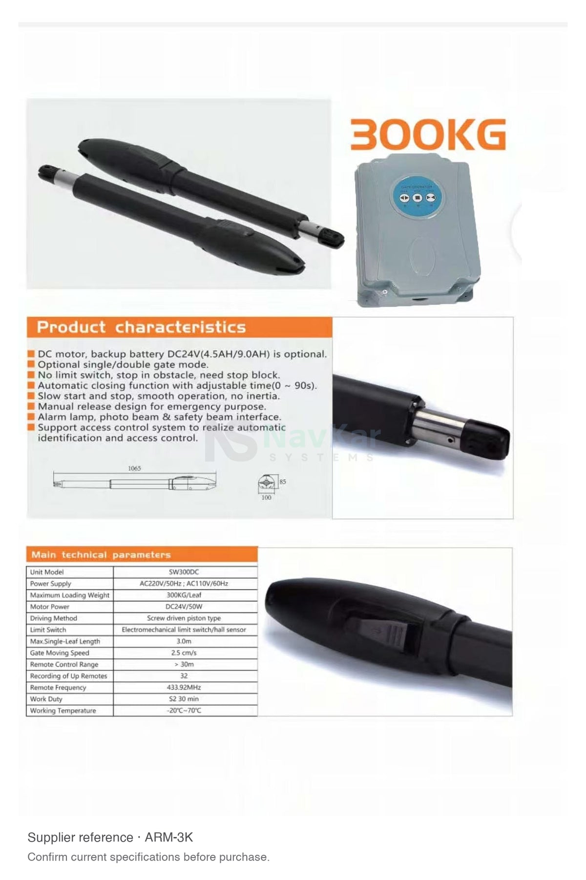Original ARM-3K supplier reference with actuator photographs, dimensions and technical table; confirm current specifications before purchase
