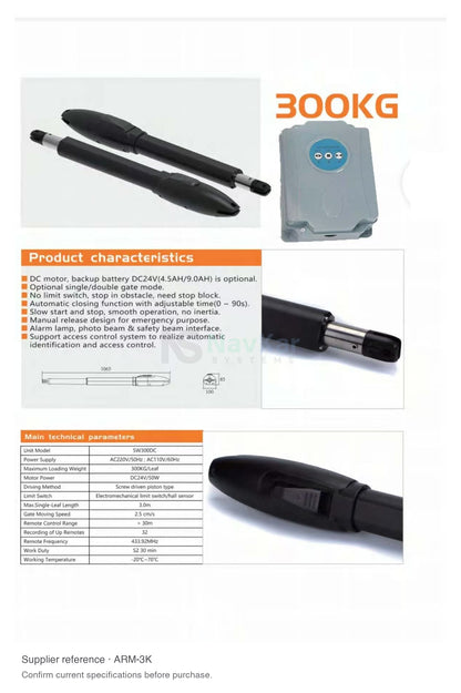 Original ARM-3K supplier reference with actuator photographs, dimensions and technical table; confirm current specifications before purchase