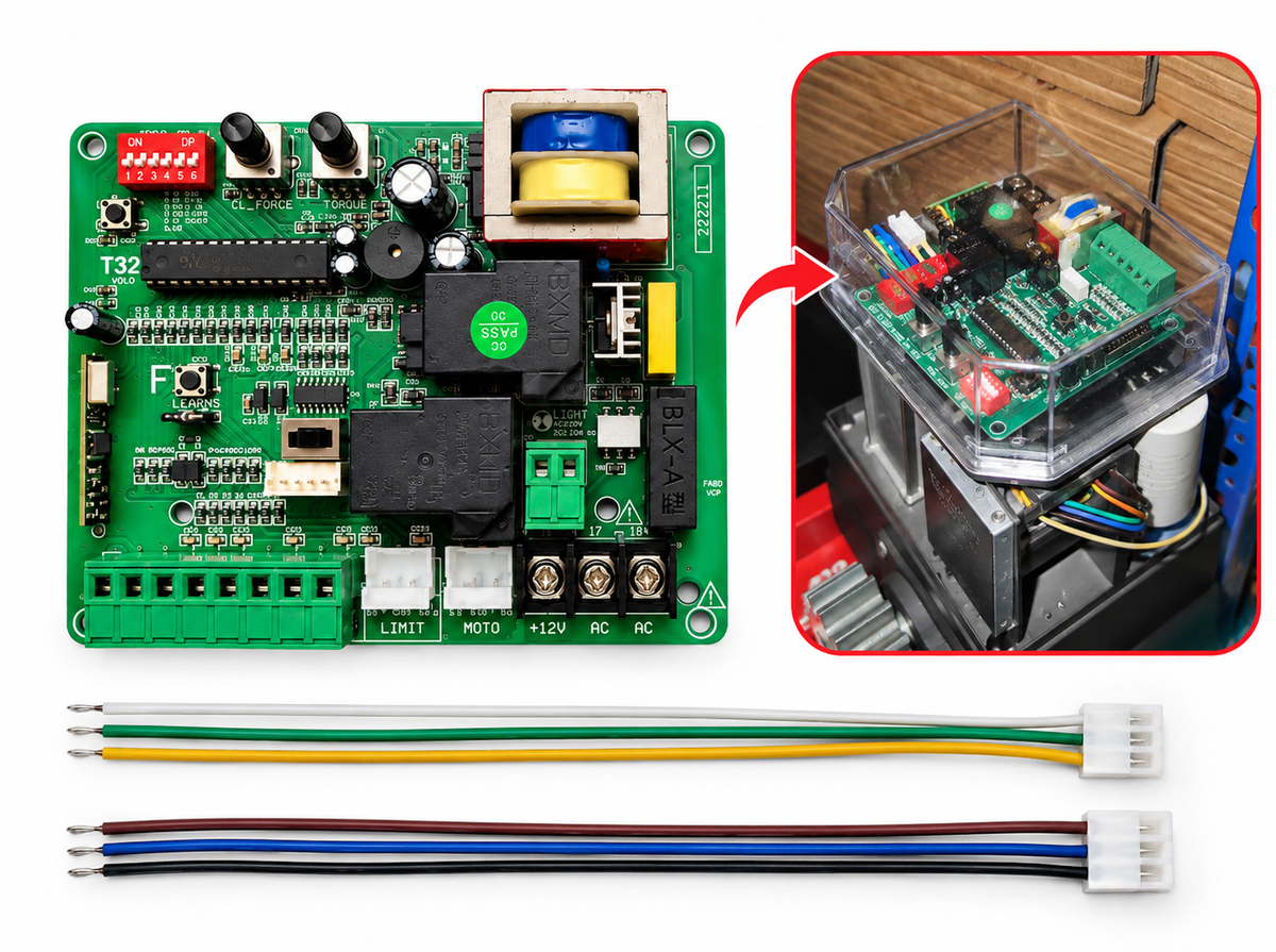 Combo-CN87 CB-SGM Control Board AC Sliding Gate Motor with 2 remotes