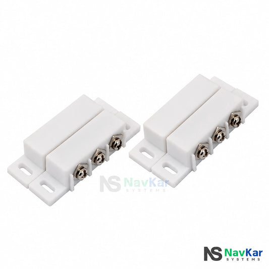 NavKar MC-3T white magnetic contact assemblies showing three screw terminals and mounting slots