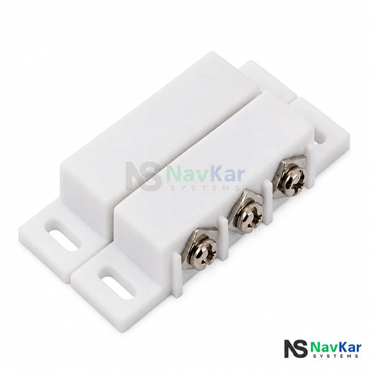 NavKar MC-3T white magnetic door contact and magnet with three screw terminals