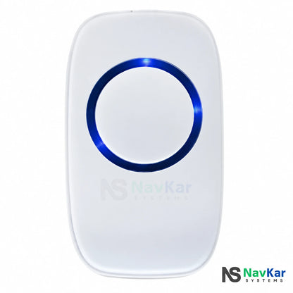 NavKar PNC-43 wireless panic button with blue ring and white housing, front view