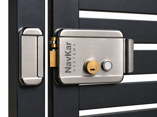 RML-8K Electronic Door Lock with Biometric RFID Password Access Control Support - Stainless Steel Body | Electronic Rim Lock | Silver