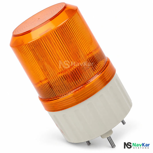 NavKar SF-2T amber ribbed warning strobe with white base and mounting studs