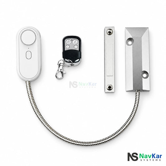 NavKar SH-AL wireless shutter alarm with metal contact, armoured lead, magnet and one remote