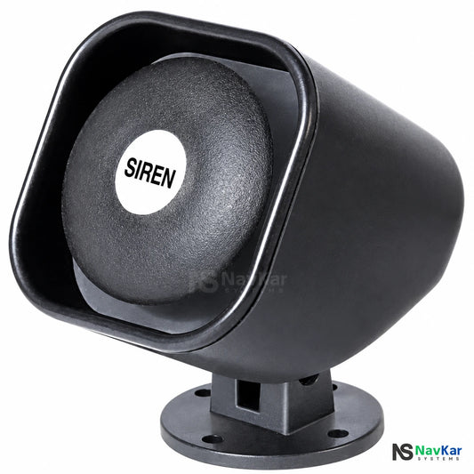 NavKar SNB-512 black mini security siren with mounting base and SIREN front label