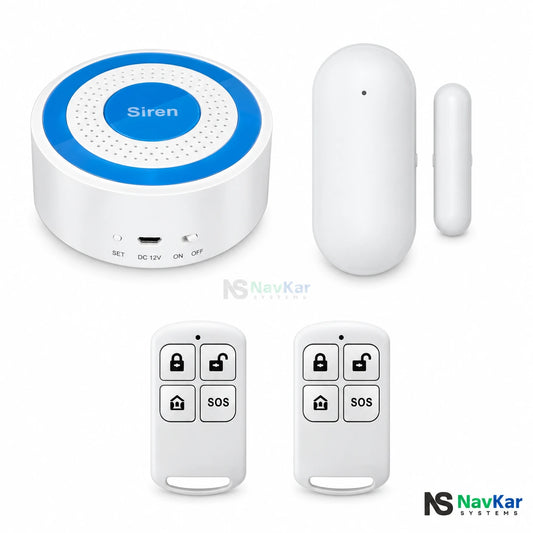 NavKar strobe siren kit with MCOC-43 rounded door contact and two remotes