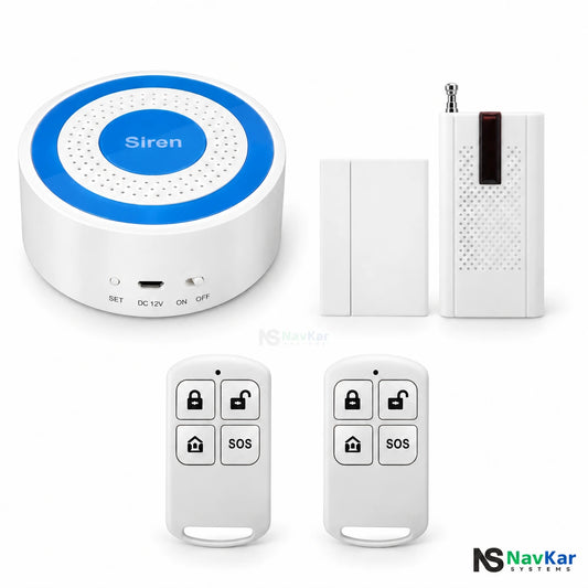 NavKar strobe siren kit with VS-43 vibration sensor, mounting plate and two remotes
