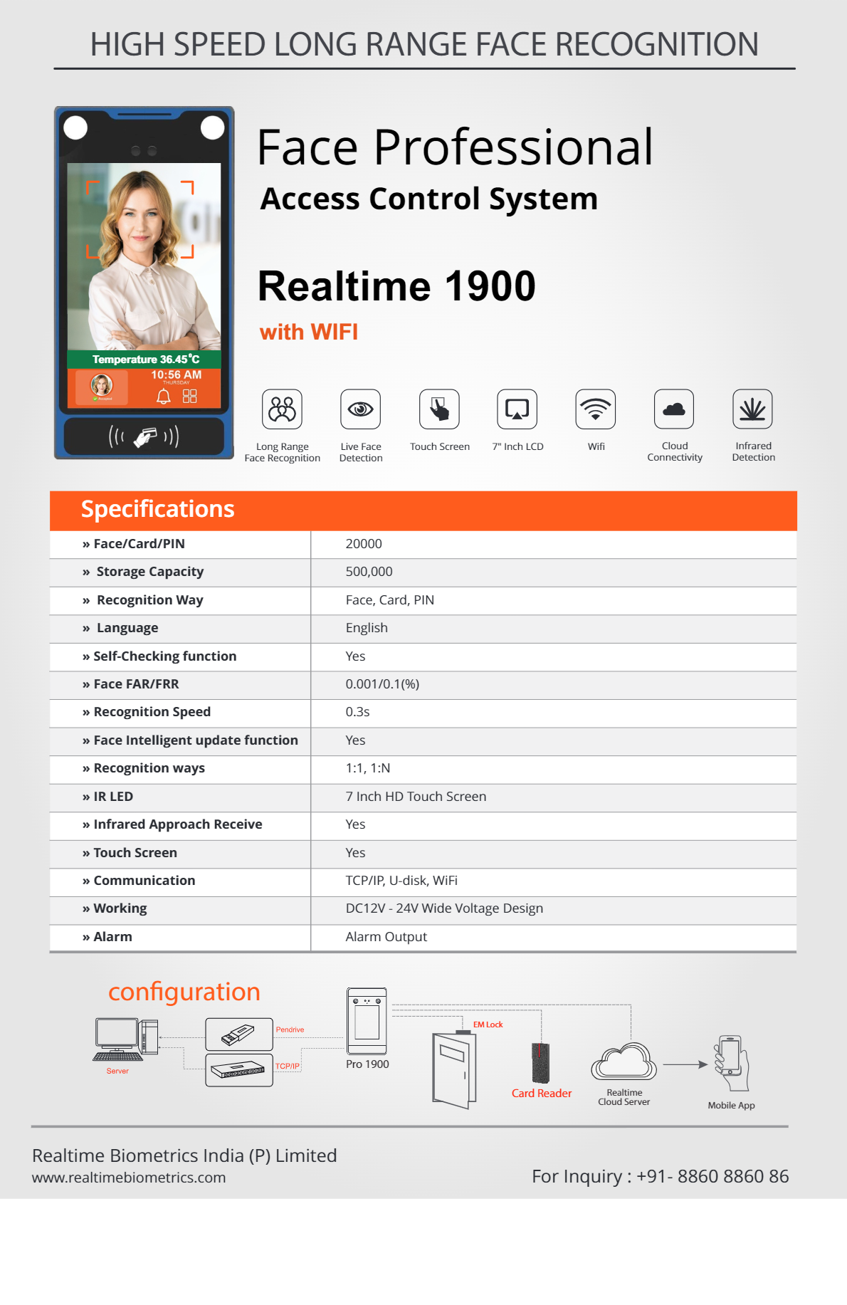 Realtime Pro 1900 Face Professional Access Control System