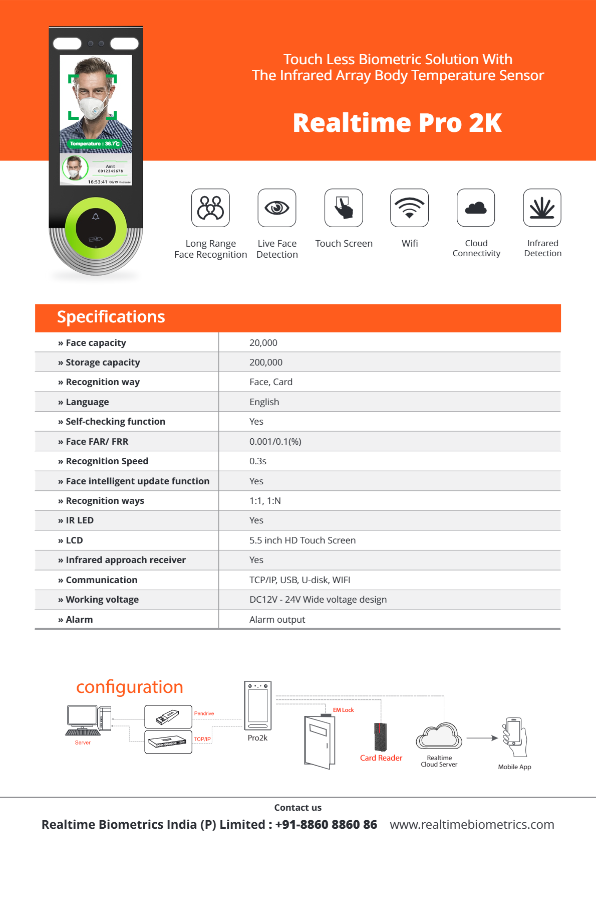 Realtime Pro 2K with WiFi High Speed Long Range Face Recognition