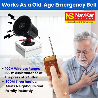 Combo-CN148 12V Siren fitted with Remote Receiver and adapter, 2 Remotes