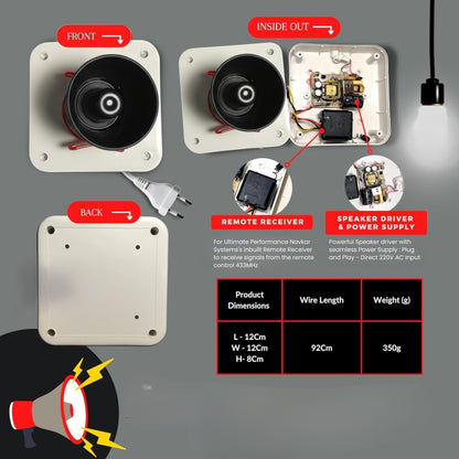 Combo-CN148 12V Siren fitted with Remote Receiver and adapter, 2 Remotes