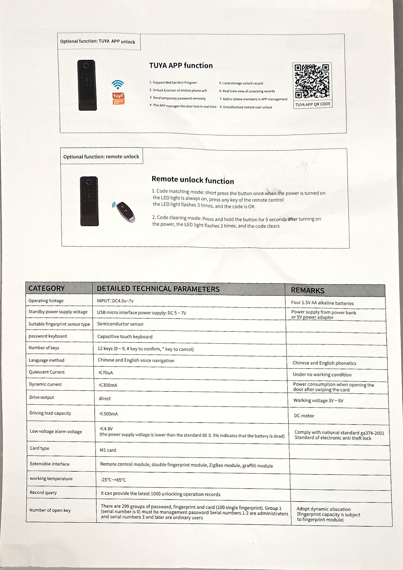 BMT-22  Weatherproof Tuya WiFi Smart Door Lock Digital Password Double Fingerprint Electronic motorised Rim Lock for All Swing Doors