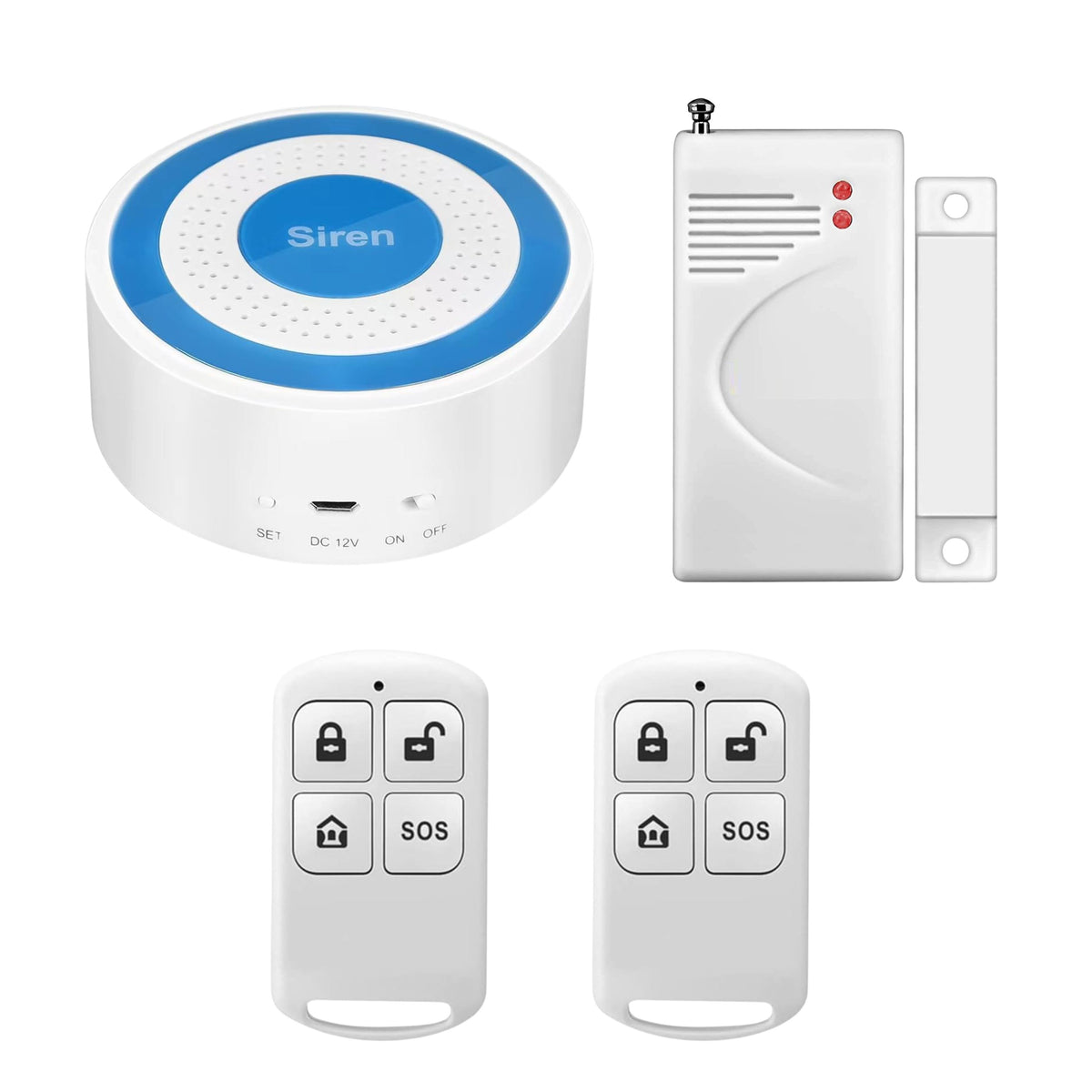 Navkar Systems 433MHz Strobe Siren Kit with MCT-43 Door Sensor, 2 Remotes