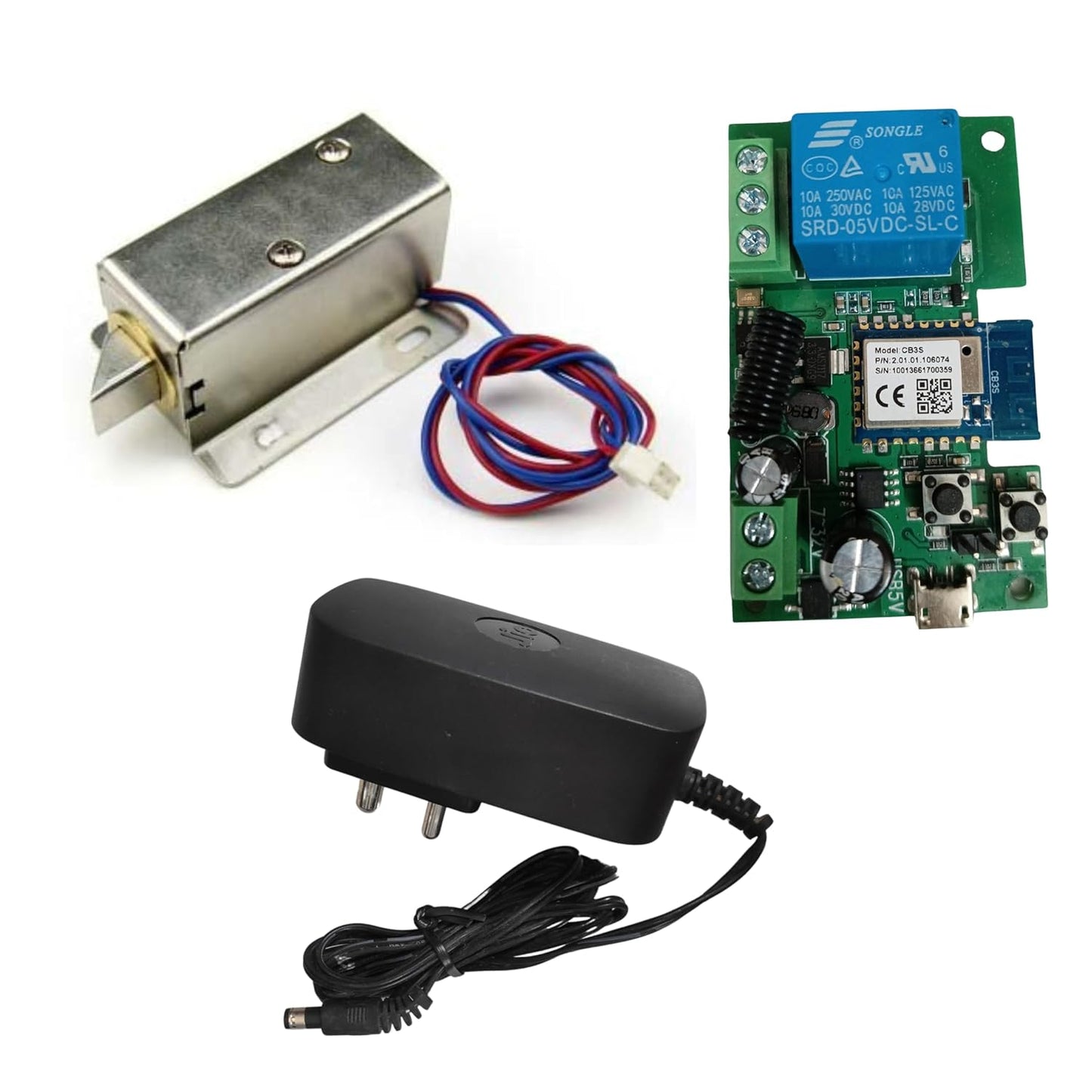 Combo-CN70 (SL-12) 12V DC Cabinet Door Drawer Electric Lock Assembly Solenoid Lock 27x29x18mm with TYP-12 TUYA WiFi PCB to Operate Cabinet Lock by Mobile App