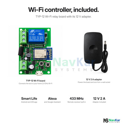 Navkar Combo-CN14 Wi-Fi Rim Lock with TYP-12 Controller