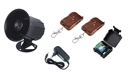 12V Siren with Remote Receiver, 2 Remotes and Adapter