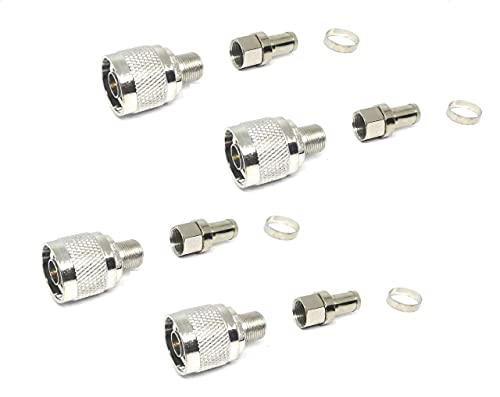 NAVKAR SYSTEMS N Male Connector for Mobile Signal Booster N Male to F Female Connector Along with Coaxial Cable LMR 300 Type (Per meter), LMR 400 Type (Per Meter) Connector - Set of 4 nos.