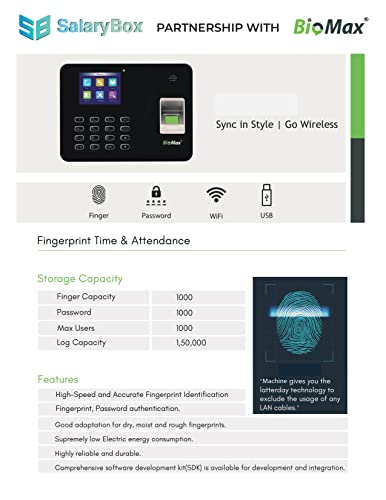 BIOMAX N-WL20 Finger Based Attendance Machine With Inbuilt Wi-Fi Mode