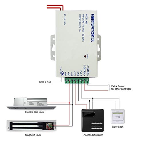 K80 Door Access System Electric Power Supply Control DC, 12V 3A/AC 110V