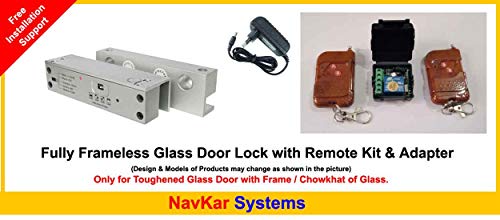 Fully Frameless Glass Door Lock with Adapter 12V Remote KIT and 2 REMOTES
