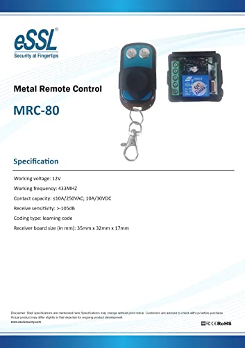 ESSL Metal Remote Control MRC-80